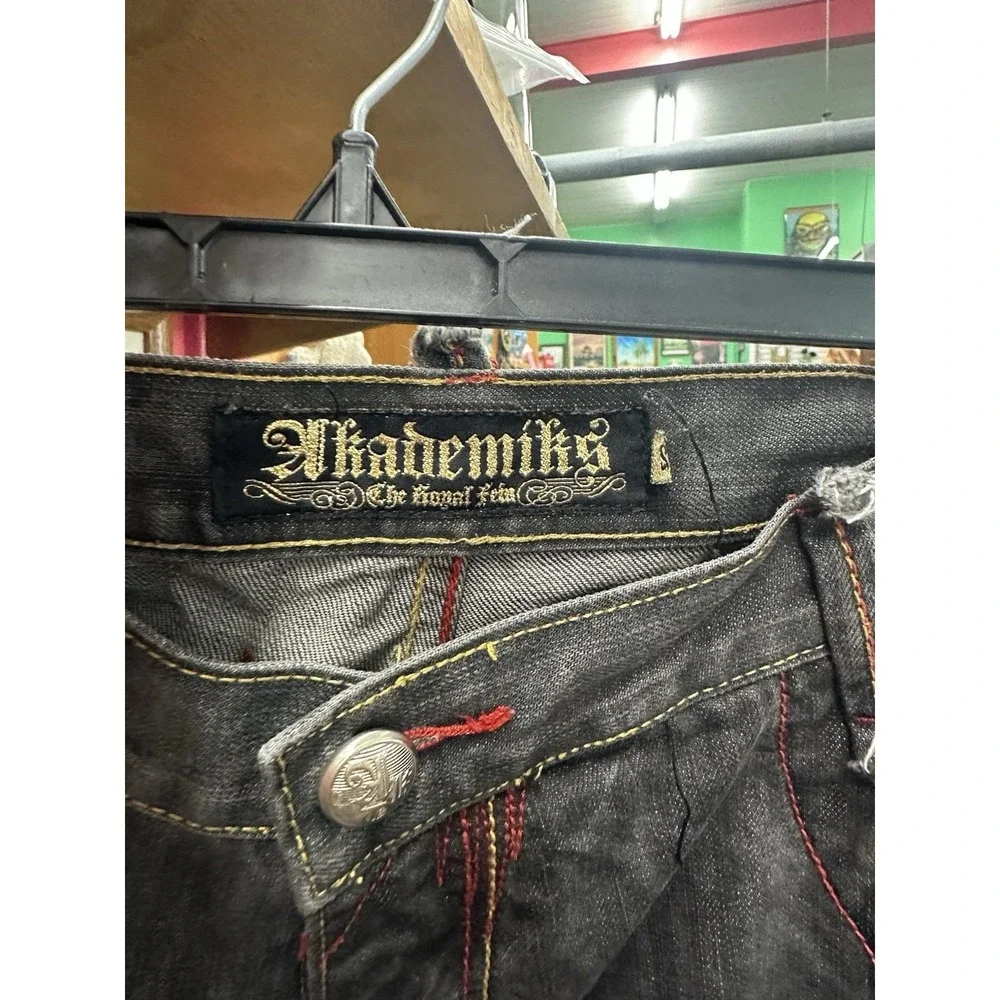 Vintage Y2K Deadstock Akademiks Baggy Embroidered Crest Jeans Hip Hop Style 42